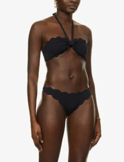 Marysia Broadway Scalloped Halterneck Bikini Top -Reiss Shop R03872314 BLACK ALT02