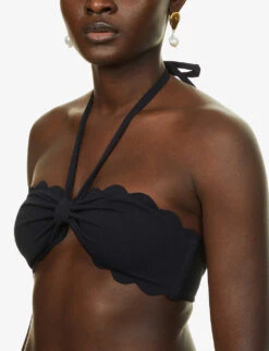 Marysia Broadway Scalloped Halterneck Bikini Top -Reiss Shop R03872314 BLACK ALT04