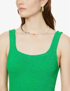Square-neck Swimsuit -Reiss Shop R03873621 S EMERALD ALT04