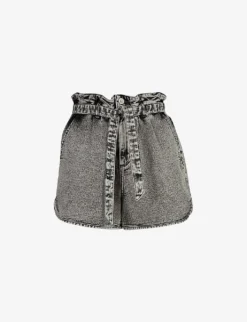AllSaints Dale Paperbag-waist High-rise Stretch-denim Shorts