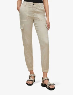 AllSaints Nola Cuffed Tapered Slim-fit High-rise Stretch Woven-blend Jogging Bottoms 7 AllSaints Nola Cuffed Tapered Slim-fit High-rise Stretch Woven-blend Jogging Bottoms -Reiss Shop R03876133 BEIGEWHITE ALT02
