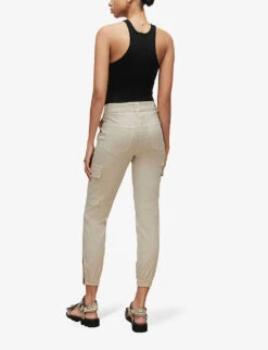 AllSaints Nola Cuffed Tapered Slim-fit High-rise Stretch Woven-blend Jogging Bottoms 8 AllSaints Nola Cuffed Tapered Slim-fit High-rise Stretch Woven-blend Jogging Bottoms -Reiss Shop R03876133 BEIGEWHITE ALT03