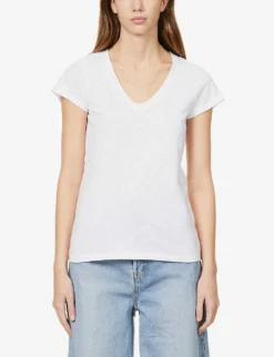 V-neck Organic-cotton T-shirt 7 V-neck Organic-cotton T-shirt -Reiss Shop R03879546 WHITE ALT02