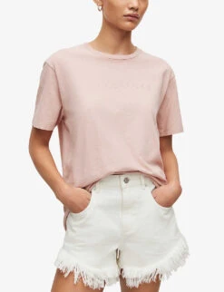 AllSaints Pippa Boyfriend Cotton-jersey T-shirt -Reiss Shop R03879750 SOFTPINK ALT02