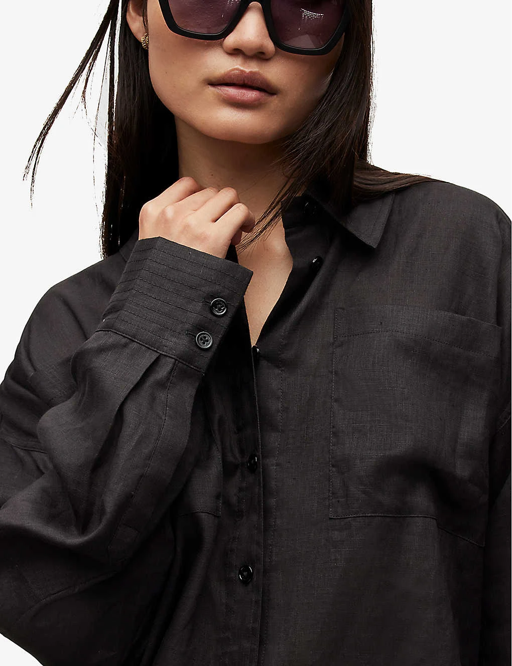 AllSaints Inez Oversized-fit Linen Shirt 5 AllSaints Inez Oversized-fit Linen Shirt - Image 5