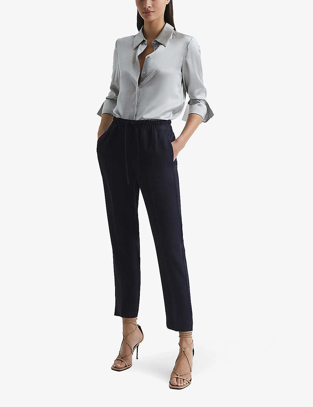 Reiss Hailey Elasticated-waist High-rise Recycled Polyester-blend Trousers 2 Reiss Hailey Elasticated-waist High-rise Recycled Polyester-blend Trousers - Image 2