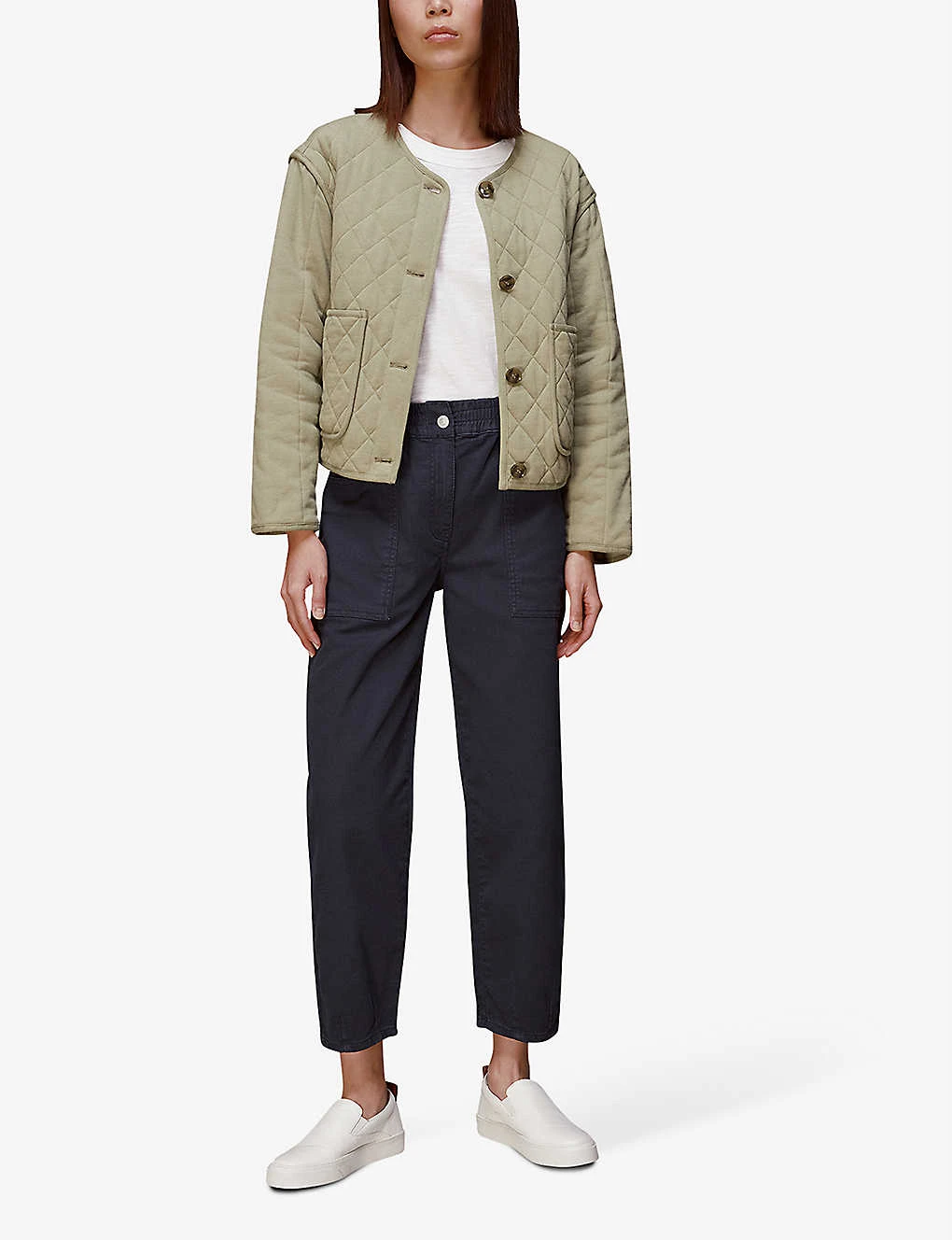 Whistles Tessa Cropped Mid-rise Cotton Trousers 2 Whistles Tessa Cropped Mid-rise Cotton Trousers - Image 2