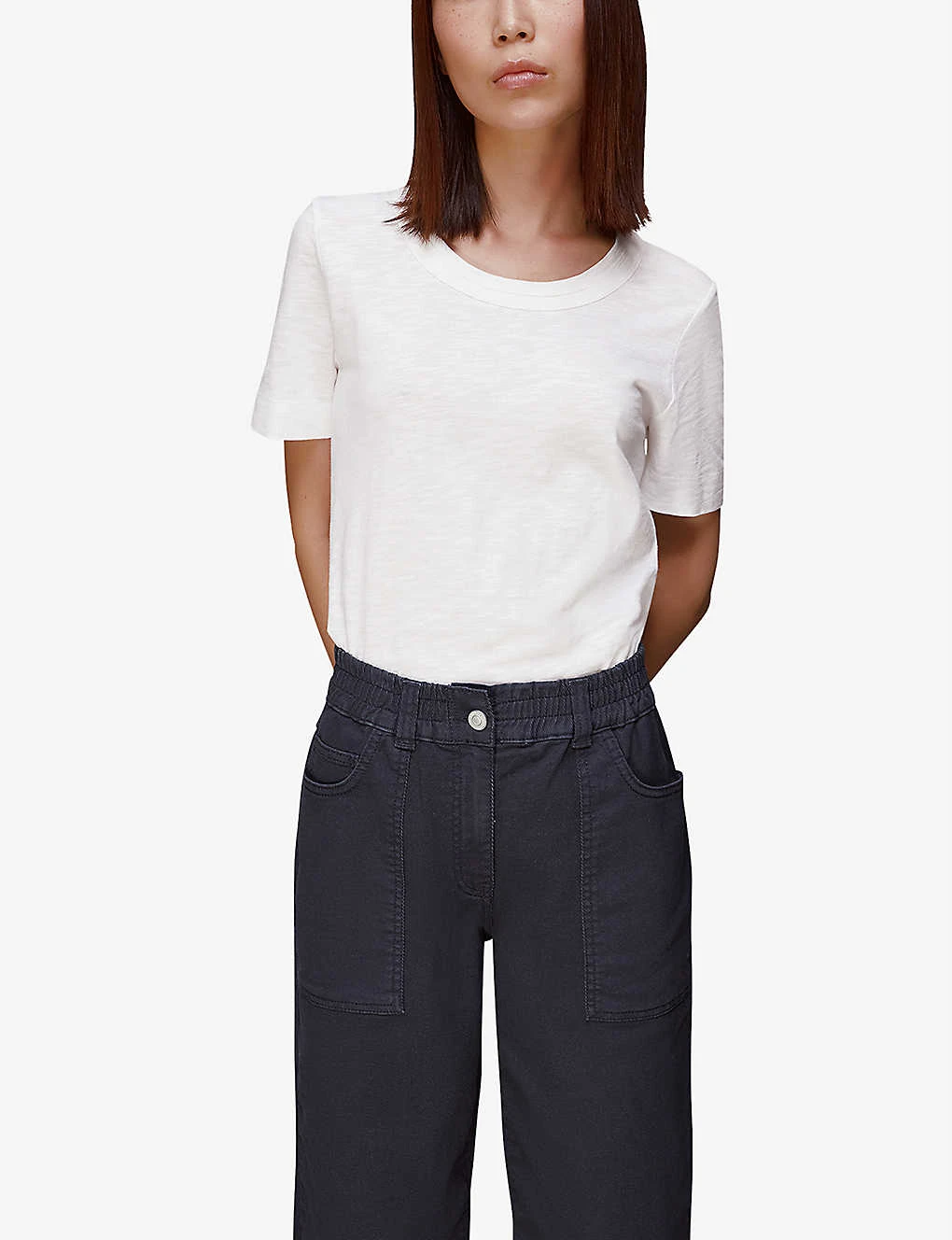Whistles Tessa Cropped Mid-rise Cotton Trousers 3 Whistles Tessa Cropped Mid-rise Cotton Trousers - Image 3