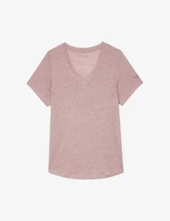 Zadig & Voltaire Atia Wings V-neck Linen T-shirt