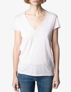 Zadig & Voltaire Story Fishnet-detail Cotton-jersey T-shirt -Reiss Shop R03909478 PARME ALT02