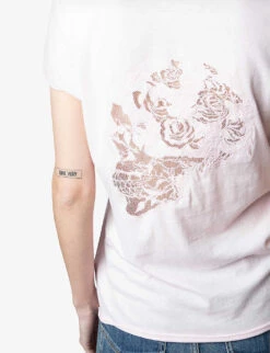 Zadig & Voltaire Story Fishnet-detail Cotton-jersey T-shirt -Reiss Shop R03909478 PARME ALT04