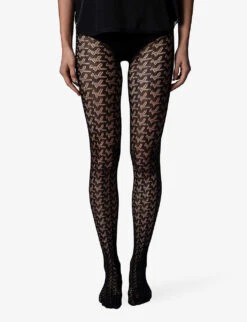 Fogal X Zadig & Voltaire ZV Fishnet Tights -Reiss Shop R03913725 NOIR ALT02