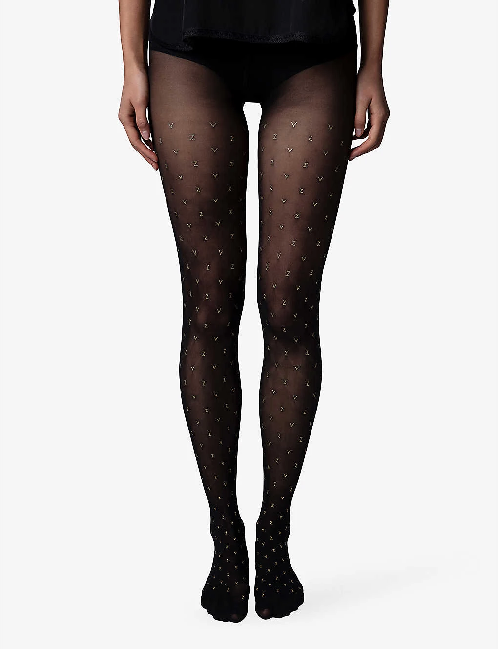 Fogal X Zadig & Voltaire ZV Metallic Monogram Tights 3 Fogal X Zadig & Voltaire ZV Metallic Monogram Tights - Image 3