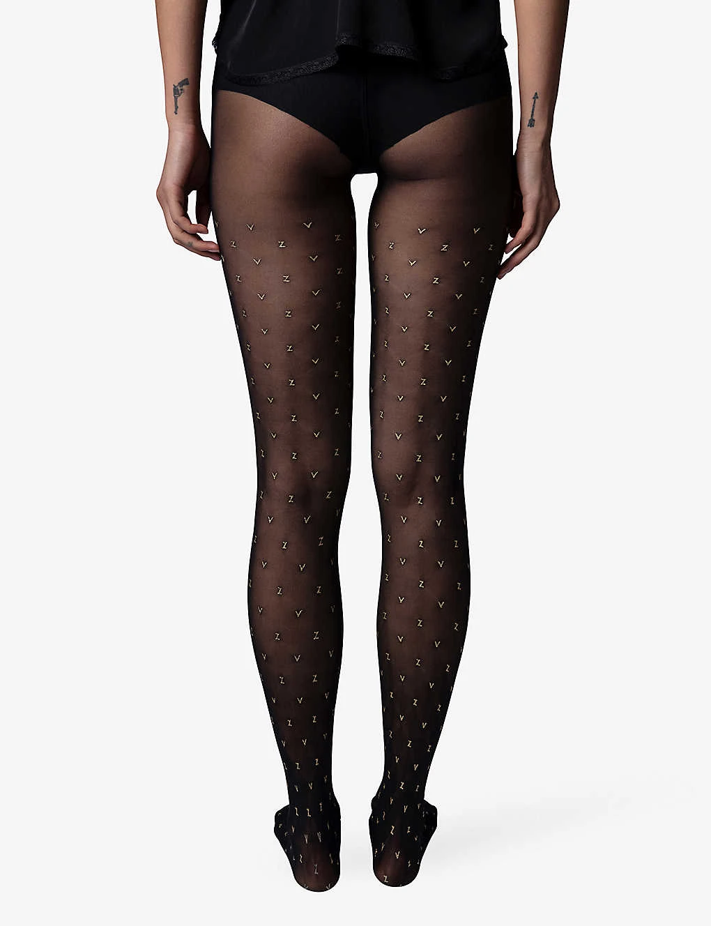 Fogal X Zadig & Voltaire ZV Metallic Monogram Tights 4 Fogal X Zadig & Voltaire ZV Metallic Monogram Tights - Image 4