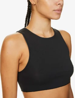 Cropped Ribbed Stretch-cotton Tank Top -Reiss Shop R03920626 SOOT ALT04