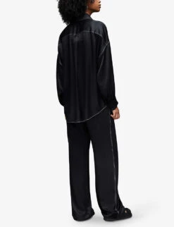 AllSaints Charli Wide-leg High-rise Satin Trousers -Reiss Shop R03925713 BLACK ALT03
