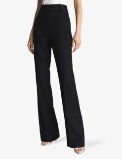 Reiss Haisley Flared-leg Mid-rise Stretch Wool-blend Trousers -Reiss Shop R03925832 NAVY ALT02