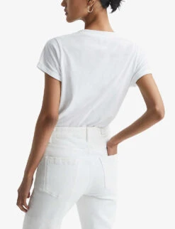 Reiss Luana V-neck Cotton-jersey T-shirt -Reiss Shop R03925919 WHITE ALT03