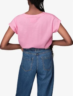 Whistles Willa Organic Cotton-jersey T-shirt -Reiss Shop R03929935 PINK ALT03