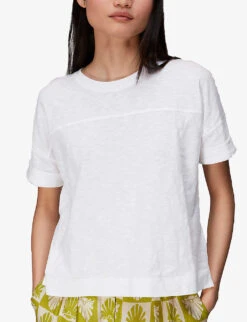 Whistles Olsen Scoop-neck Cotton-jersey T-shirt -Reiss Shop R03932926 WHITE ALT02