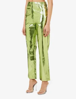 Lupe Straight-leg High-rise Faux-leather Trousers -Reiss Shop R03934384 MINTGREEN ALT02