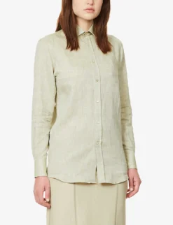 The Boyfriend Long-sleeved Organic-linen Shirt -Reiss Shop R03935324 SAGEGREEN ALT02