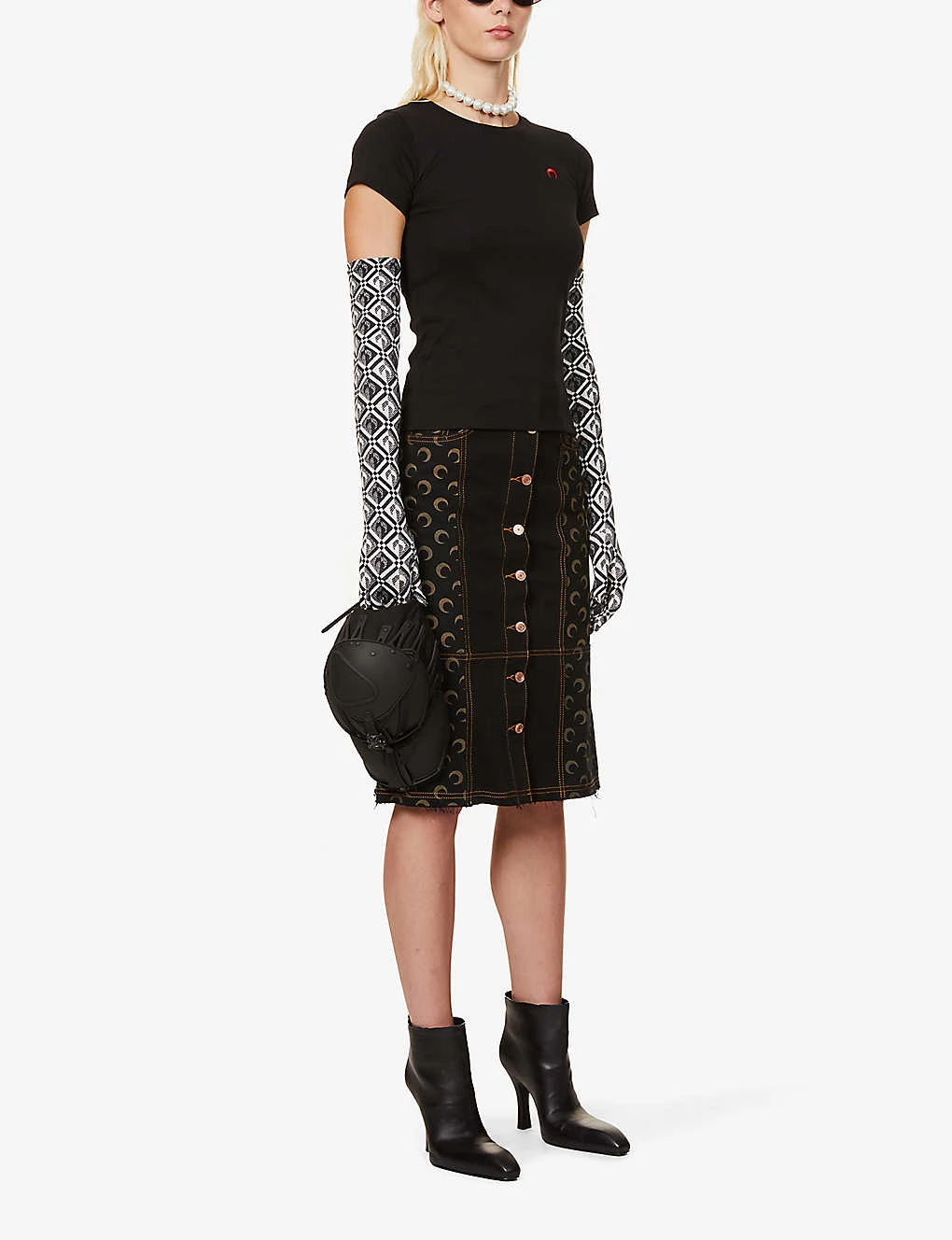 Marine Serre Logo-embroidered Fitted Organic-cotton T-shirt 2 Marine Serre Logo-embroidered Fitted Organic-cotton T-shirt - Image 2