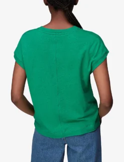 Whistles Ember Round-neck Cotton And Linen-blend T-shirt -Reiss Shop R03945997 GREEN ALT03