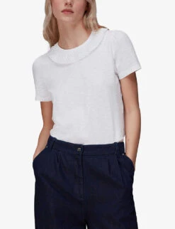 Whistles Matilda Broderie-anglaise Organic-cotton T-shirt 8 Whistles Matilda Broderie-anglaise Organic-cotton T-shirt -Reiss Shop R03946314 WHITE ALT02