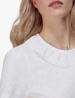 Whistles Matilda Broderie-anglaise Organic-cotton T-shirt 10 Whistles Matilda Broderie-anglaise Organic-cotton T-shirt -Reiss Shop R03946314 WHITE ALT04