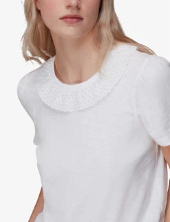 Whistles Matilda Broderie-anglaise Organic-cotton T-shirt 11 Whistles Matilda Broderie-anglaise Organic-cotton T-shirt -Reiss Shop R03946314 WHITE ALT05