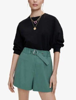 Maje Ivillette High-rise Tailored Stretch-woven Shorts 7 Maje Ivillette High-rise Tailored Stretch-woven Shorts -Reiss Shop R03947587 VERTS ALT02