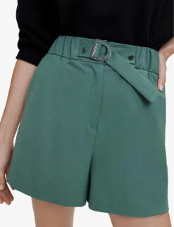 Maje Ivillette High-rise Tailored Stretch-woven Shorts 9 Maje Ivillette High-rise Tailored Stretch-woven Shorts -Reiss Shop R03947587 VERTS ALT04