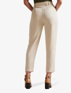 Ted Baker Ninette High-rise Carrot-leg Woven Trousers -Reiss Shop R03955951 IVORY ALT02