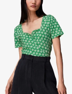 Whistles Daisy Check Floral-print Cotton T-shirt 7 Whistles Daisy Check Floral-print Cotton T-shirt -Reiss Shop R03957364 MULTICOLOURED ALT02