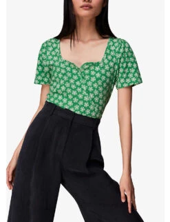 Whistles Daisy Check Floral-print Cotton T-shirt 9 Whistles Daisy Check Floral-print Cotton T-shirt -Reiss Shop R03957364 MULTICOLOURED ALT04