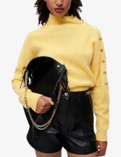 Maje Imori Mid-rise Leather Shorts -Reiss Shop R03958327 NOIRGRIS ALT02