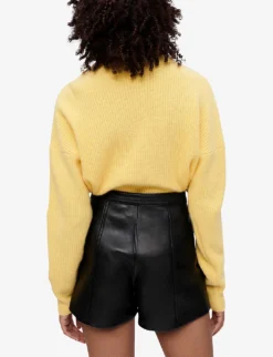 Maje Imori Mid-rise Leather Shorts -Reiss Shop R03958327 NOIRGRIS ALT03