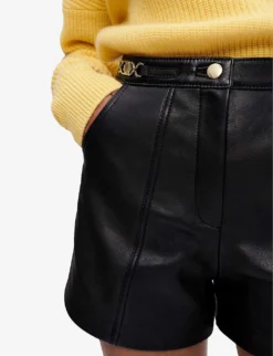 Maje Imori Mid-rise Leather Shorts -Reiss Shop R03958327 NOIRGRIS ALT04