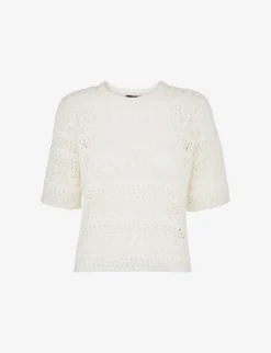 Whistles Elvie Crochet Cotton T-shirt