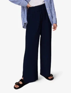 Whistles Nicola Elasticated-waist Woven Trousers -Reiss Shop R03963058 NAVY ALT02