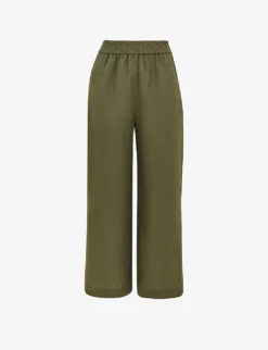 Whistles Cropped Wide-leg Mid-rise Linen Trousers