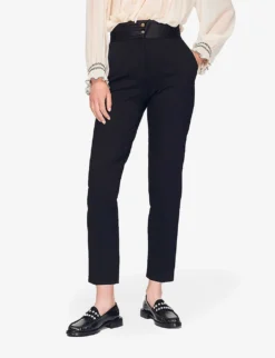 Sandro High-rise Satin-waist Stretch-woven Trousers -Reiss Shop R03967098 NOIRGRIS ALT02