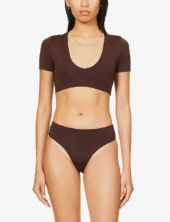 Hawke Sleeved Bikini Top 7 Hawke Sleeved Bikini Top -Reiss Shop R03968274 CHOCOLATE ALT02