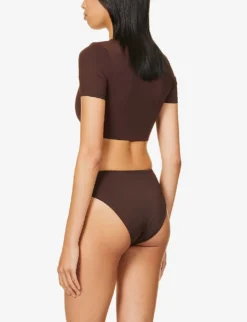 Hawke Sleeved Bikini Top 8 Hawke Sleeved Bikini Top -Reiss Shop R03968274 CHOCOLATE ALT03