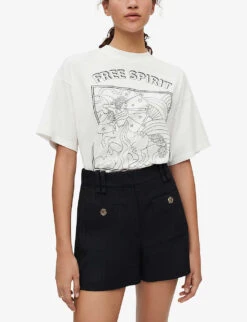 Maje Ilena Pinstripe High-rise Stretch-woven Shorts -Reiss Shop R03968990 NOIRGRIS ALT02