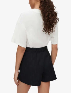 Maje Ilena Pinstripe High-rise Stretch-woven Shorts -Reiss Shop R03968990 NOIRGRIS ALT03