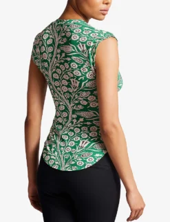 Ted Baker Rosali Floral-print Stretch-woven T-shirt -Reiss Shop R03971518 DKNAVY ALT02