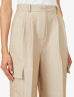 Maesa Straight-leg High-rise Stretch-woven Trousers -Reiss Shop R03974293 TAUPE ALT04