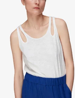 Whistles Raven Double-strap Organic Cotton Vest Top -Reiss Shop R03978361 WHITE ALT02